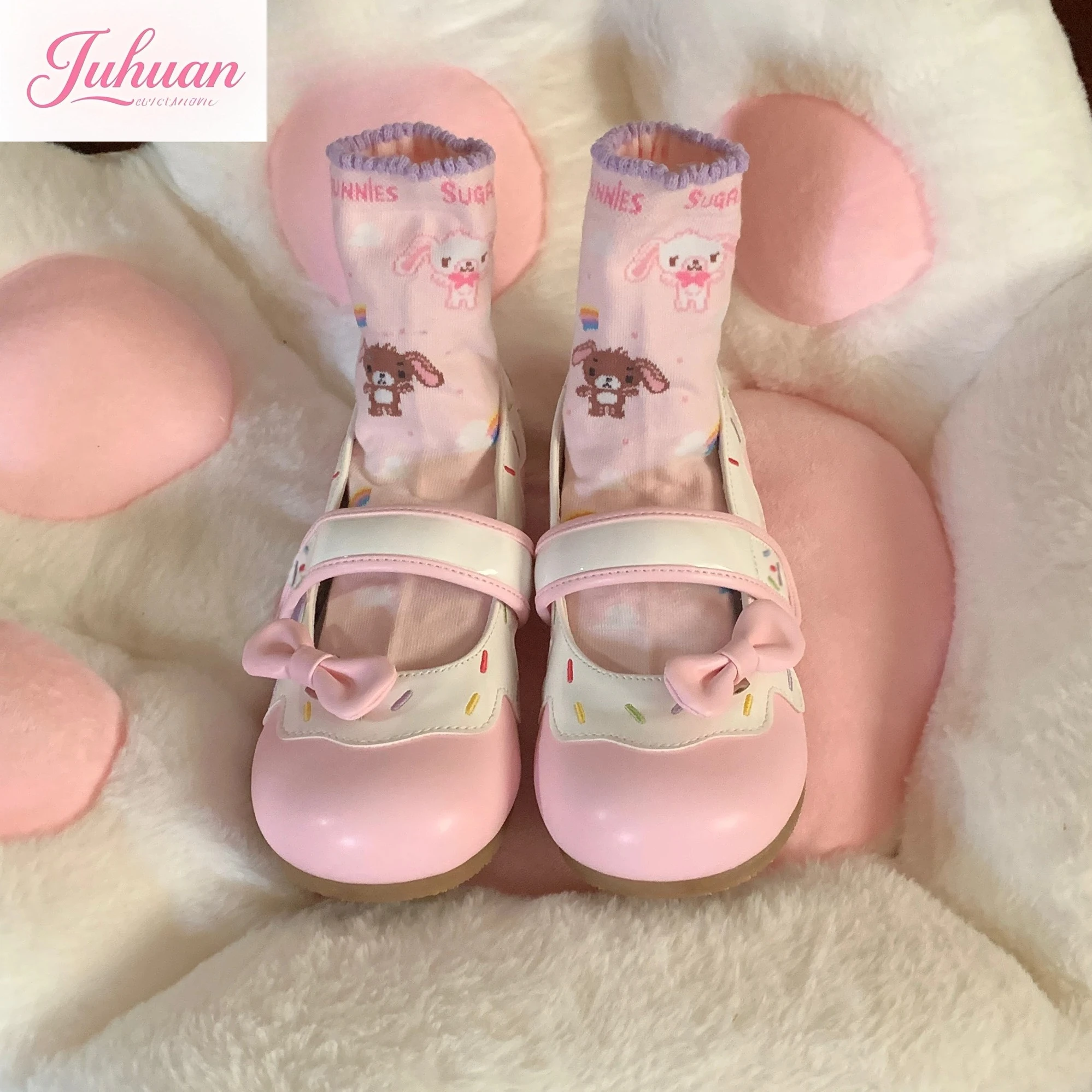 

Japanese Original Lolita Cute Sweet Flat Shoes girl Summer Heels Mary Jane Round Head Shoes for Women Casual Chunky Heels Pumps