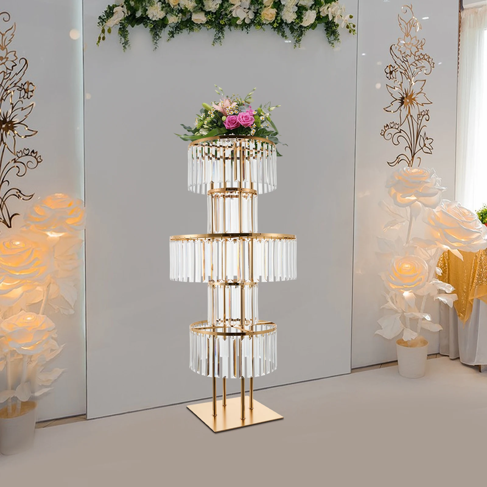 5 Tiers Elegant Flower Stand, for Aisle Road Guide, Wedding Banquet, Birthday/ Bachelor Party Decor 43.3