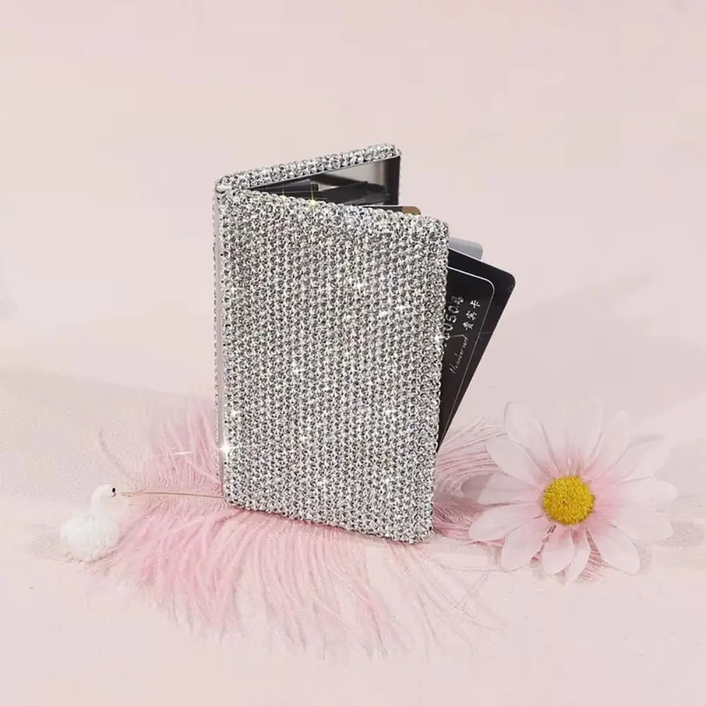 Trendy Sparkling Women's Card Bag Portable Dust-proof Bling Crystal Card Wallet Waterproof Luxury Card Storage Box Daily Use