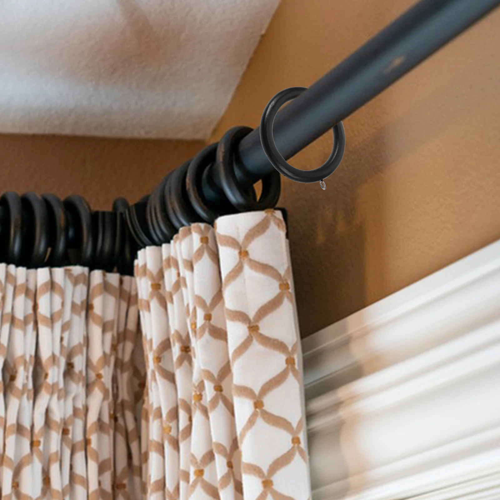 6Pcs Wooden Curtain Rings Drapery Rod Rings Smooth Round Clips for Easy Glide Natural Rustic Home Decor Replacement Hanging