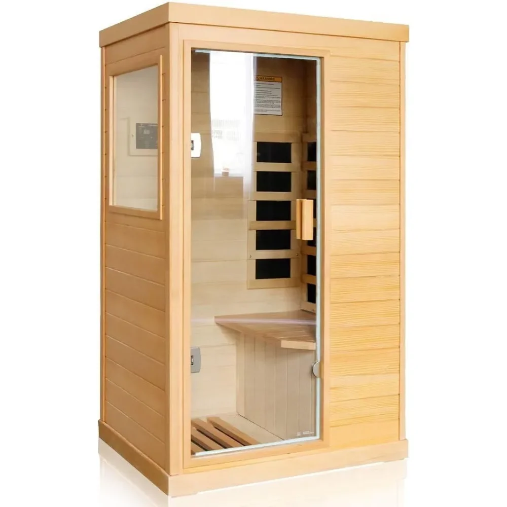 Far Infrared Sauna Home Saunas Room 800W/110V Low-EMF Canadian Hemlock Wood Indoor Dry Sauna for Home with Control Panel