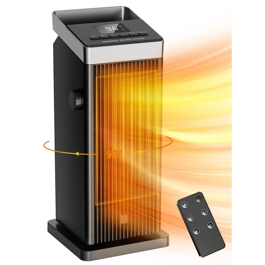 

Обогреватель для помещений, 1500 Вт, быстрый нагрев, портативный керамический электрический обогреватель для дома с термостатом, 90-градусный осциллятор