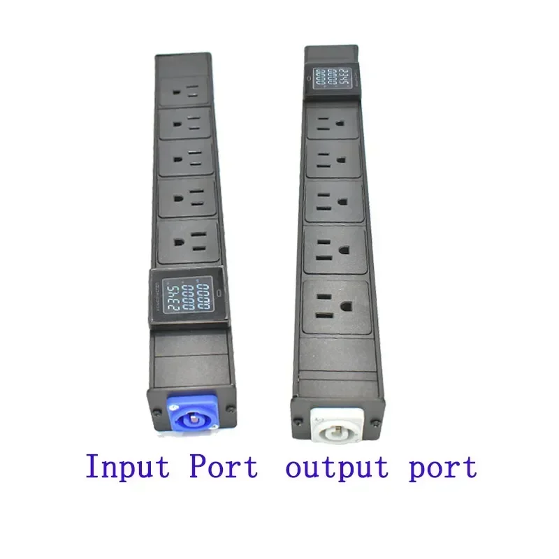 NO Switch PDU Power Strip Network Cabinet Rack Schuko US Socket Aviation Input/Output Stage Light Link with Ammeter Wireless