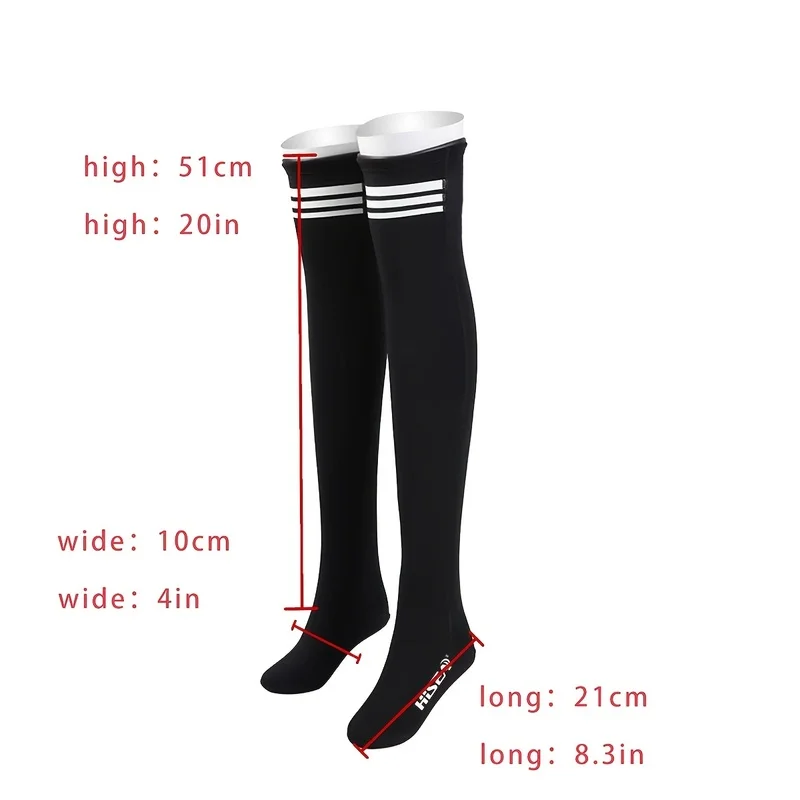 1 Pair 2mm Long Diving Socks, Over Knee Non-Slip High Stocking Durable for Diving, Swimming, Snorkeling, Surfing, Water Sports