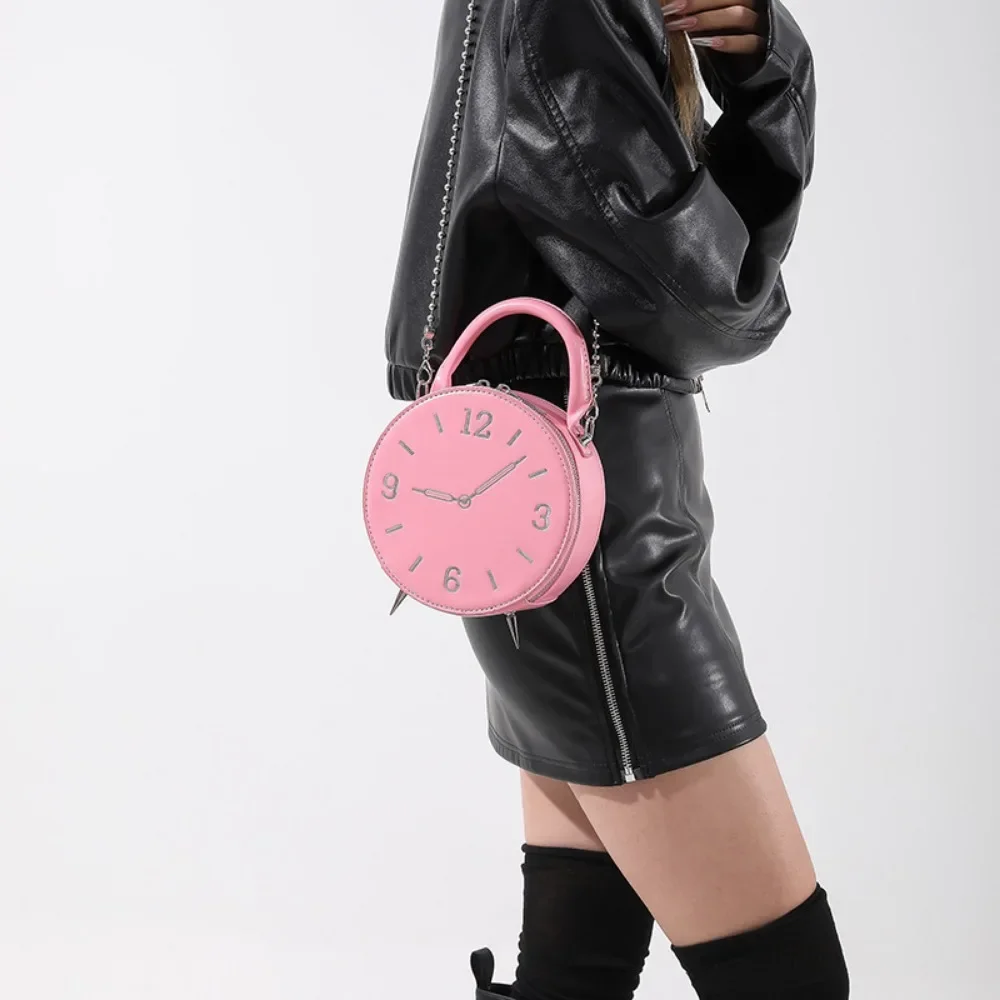 Cute Little Bag New Sen Style Soft Girl Fashion Design Exquisite Popular Cute Girl Can Use One Shoulder Clock Small Round Bags