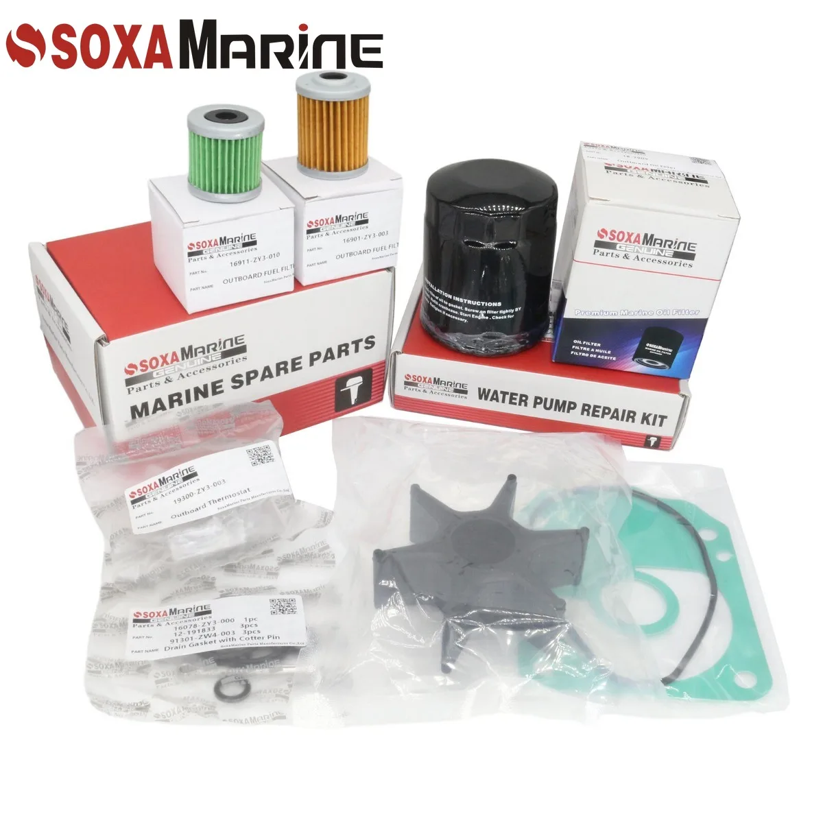 

Maintenance Kit For Honda 175 200 225 HP BF175A BF200A BF225A Marine Outboard Water Pump Repair with Thermostat Fuel Oil Filter