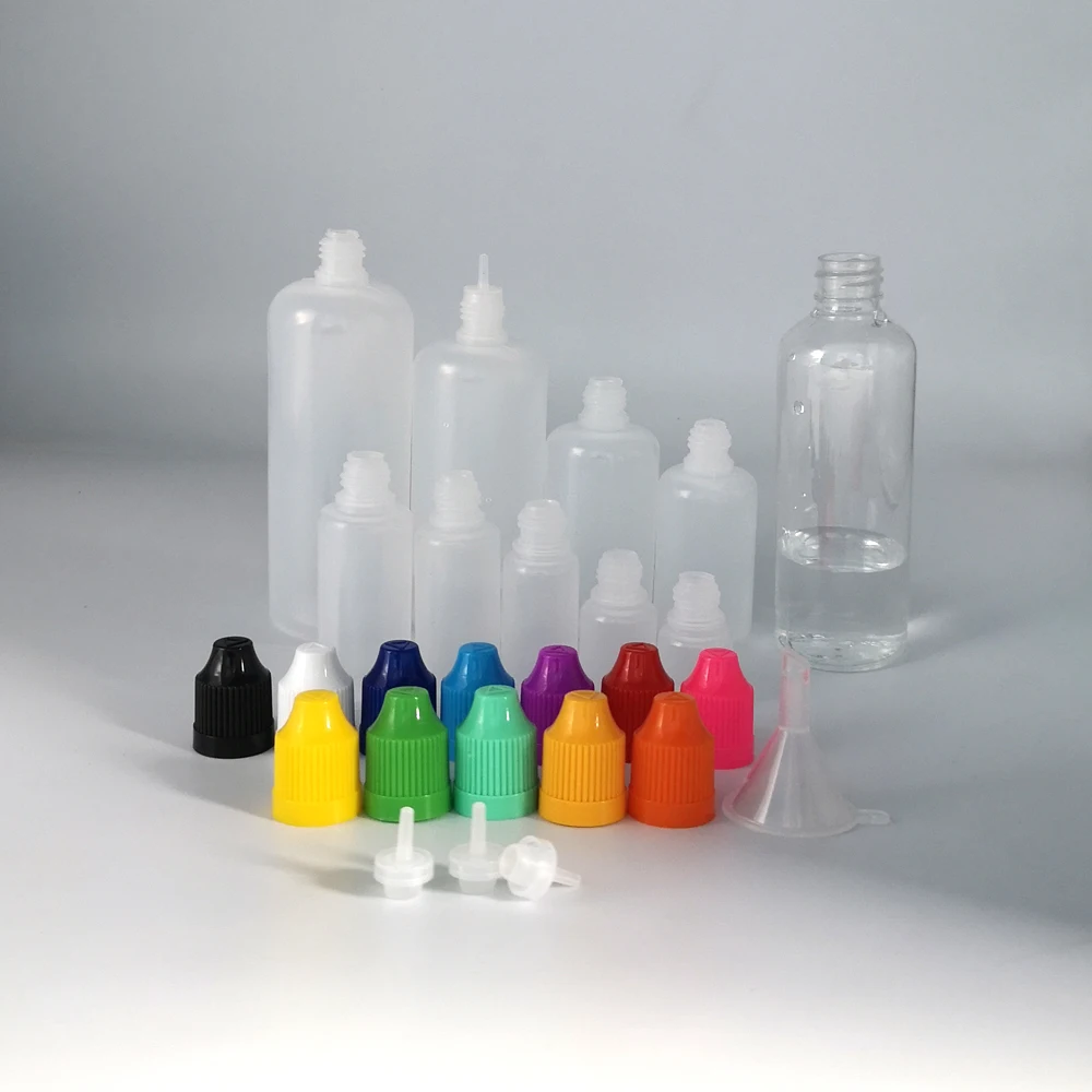 5Pcs 3ml 5ml 10ml 15ml 20ml 30ml 50ml 100ml 120ml LDPE Plastikowa butelka z zakraplaczem Zdejmowana zakrętka Pojemnik do napełniania płynem