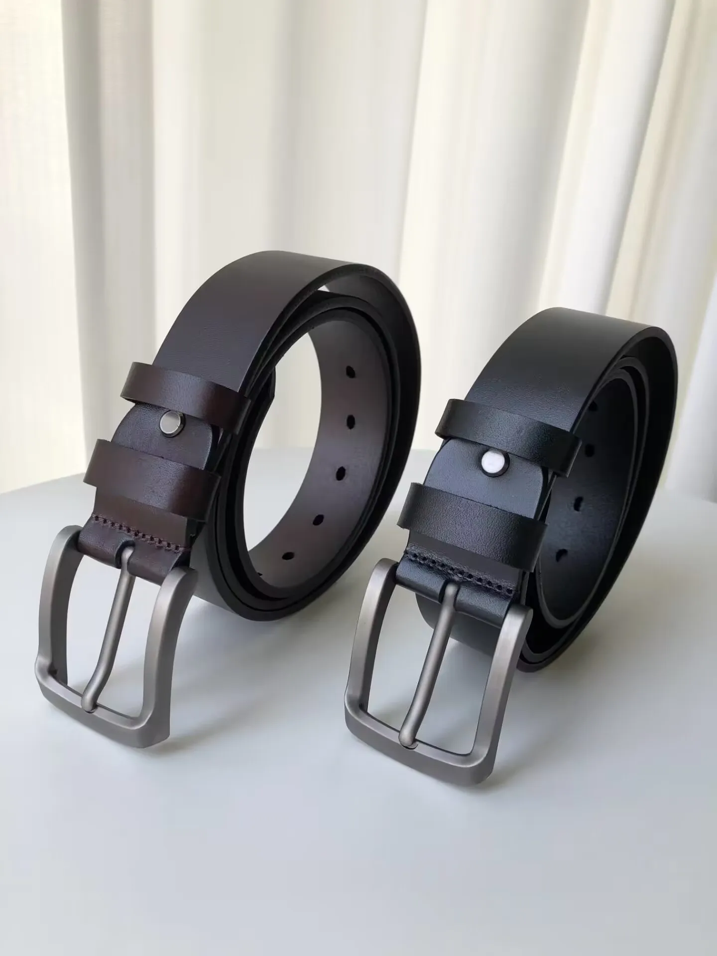 3.8CM High Quality Genuine Leather Belt For Men Luxury Designer Pin Buckle Belts Cowskin Vintage Strap Male Jeans for Man