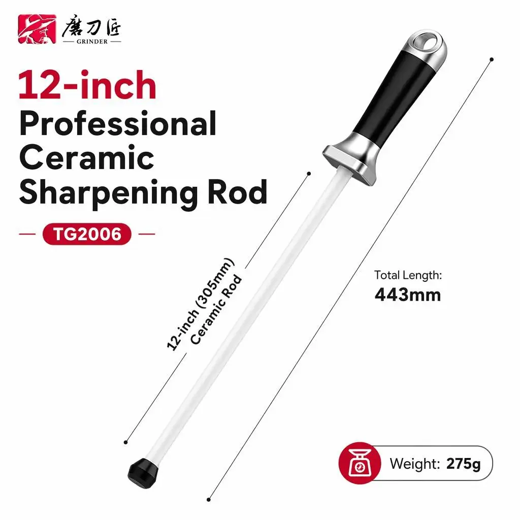 12 Inch Professional  Kitchen Tools Ceramic Stick Rod Butcher Knife Sharpener