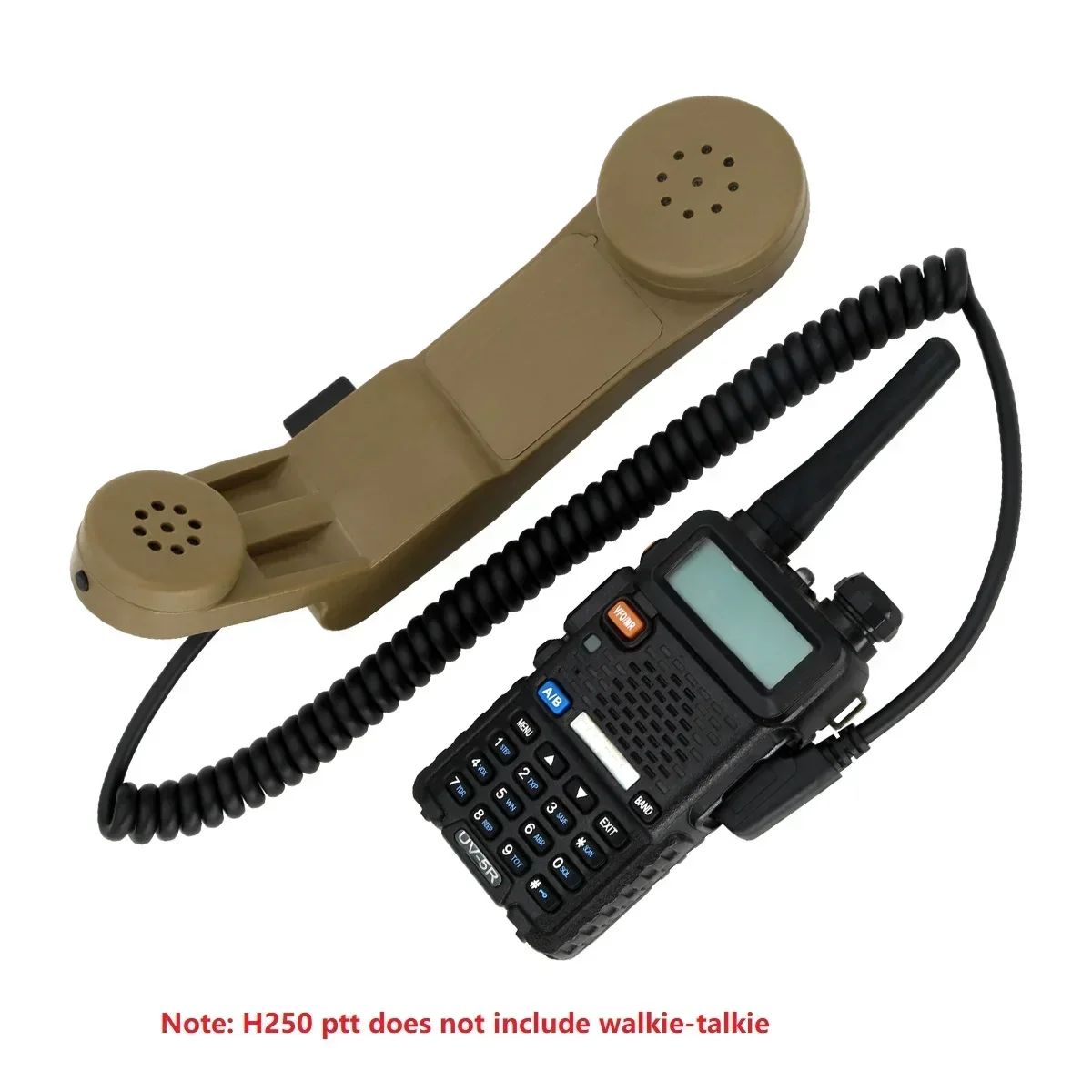 Tactical H250 PTT Handheld Speaker Microphone 2 Pin KENWOOD Plug H250 Tactical PTT for Baofeng Walkie Talkie