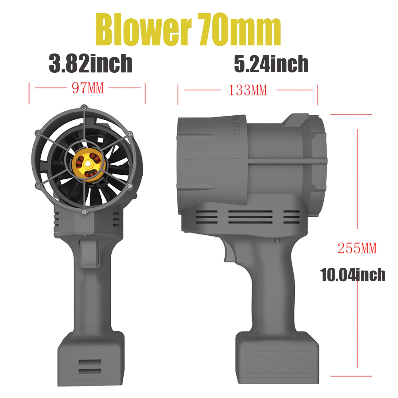 QX-MFLU Potente ventilatore portatile turbocompresso da 70 mm per ventilatore portatile per acqua, neve e rimozione polvere ad alta efficienza per auto