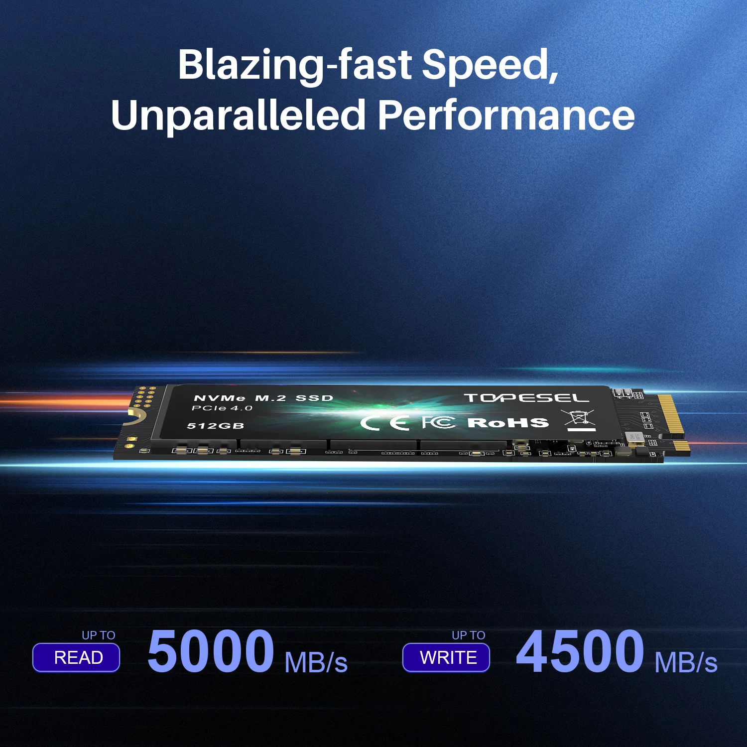 TOPESEL X16 SSD NVMe M2 512GB, Hard Disk Internal Solid State PCIe 4.0x4 2280 SSD M.2 Drive untuk PS5 Laptop PC