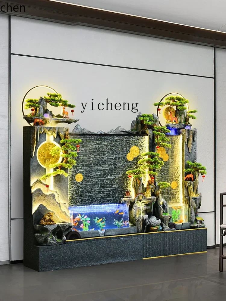 

DSA Water Curtain Wall Rockery Flowing Water Ornaments Floor Living Room Fish Tank Courtyard Home Decoration