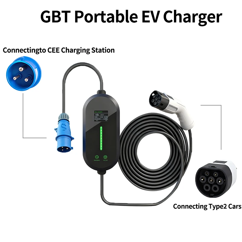 7KW شاحن سيارات كهربائية محمول Type2 شاحن سيارة كهربائية 32A 1 المرحلة شحن سريع Wallbox محطة شحن EV. #3