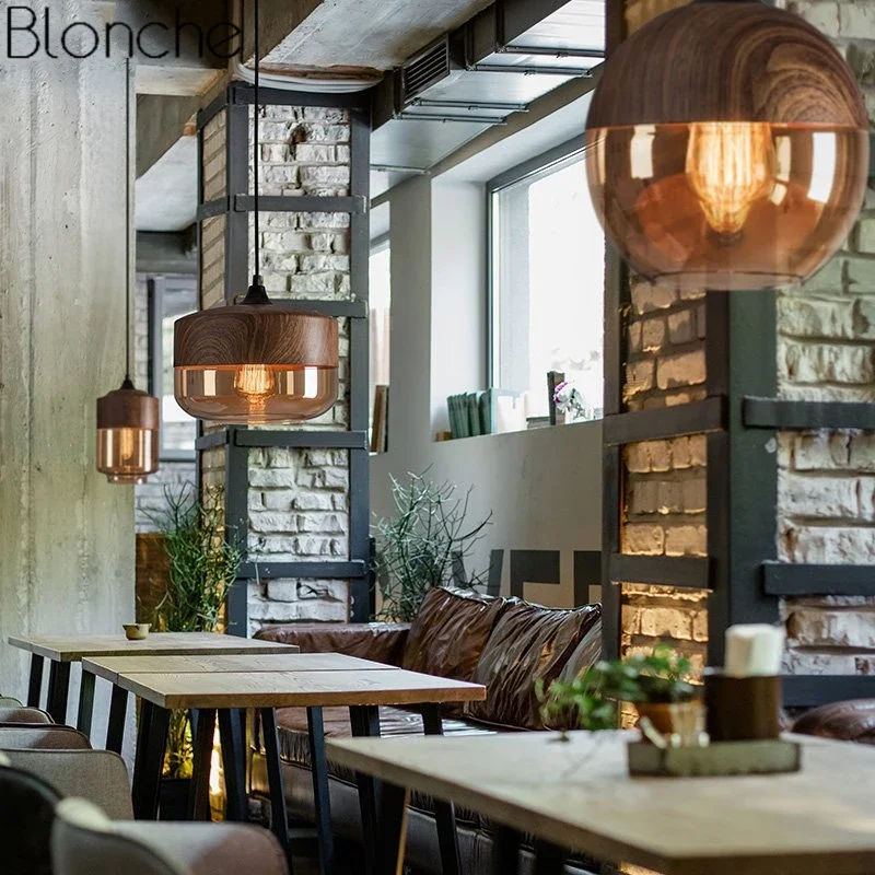 Modern Loft Retro Glass Pendant Lights Dining Room Kitchen Vintage Iron Hanging Light Fixtures Industrial Lamp Home Decor E27