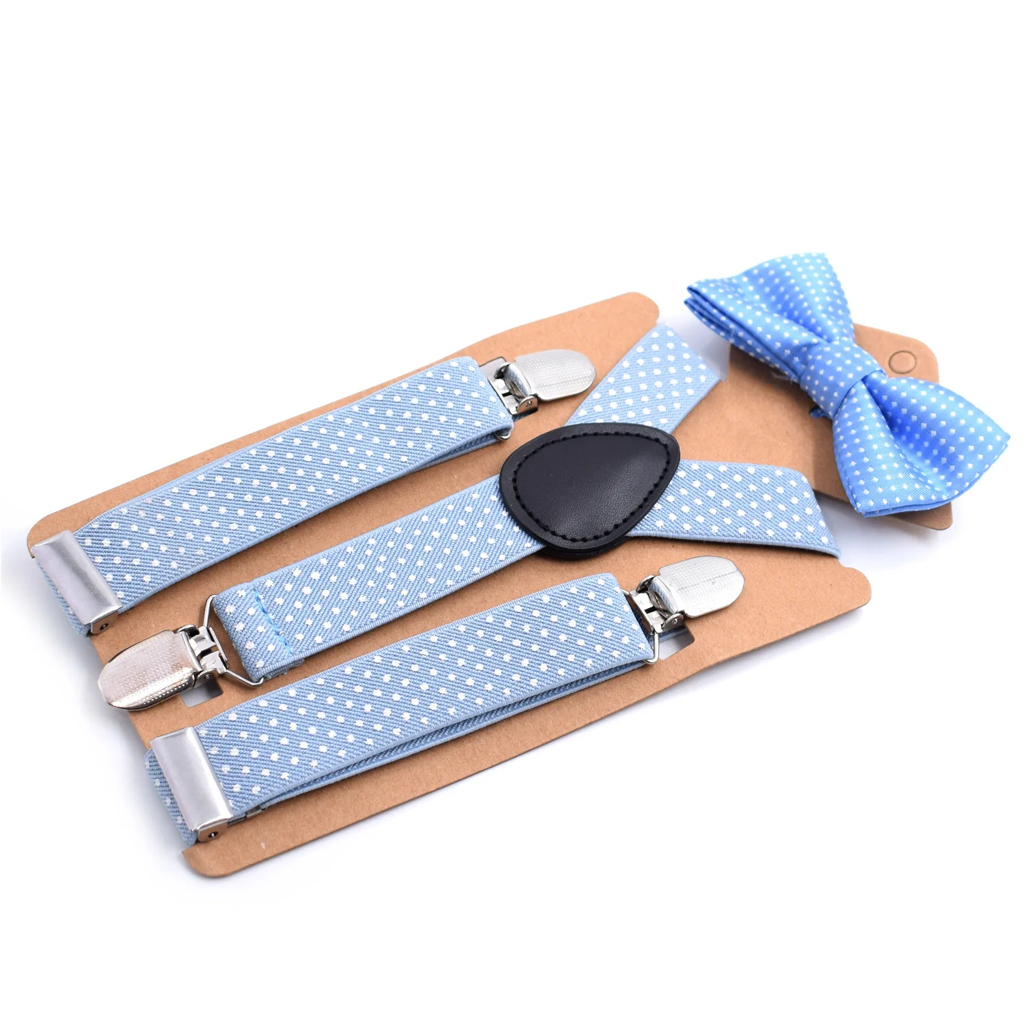 2pcs Children's Polka Dot Bow Tie Suspenders Set 2.5CM Three-clip Y-shaped Adjustable Elastic Boys and Girls Braces Accesorios