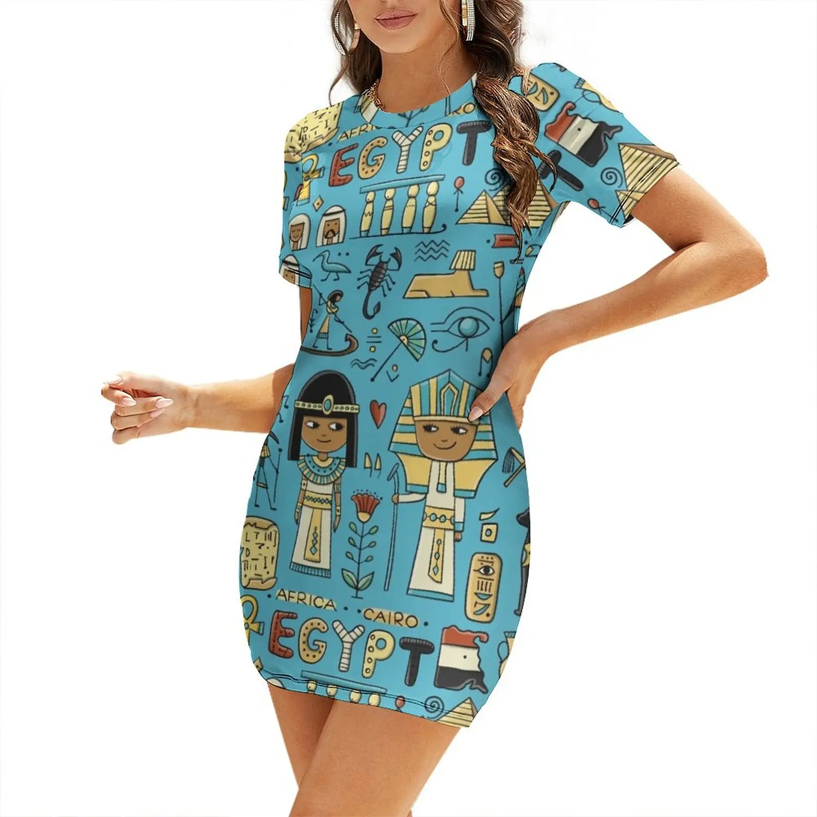 

Travel to Egypt Short Sleeved Dress luxury dresses dress Dress