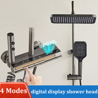 Piano Key Shower Head Atmosphere Light Digital Display Home Bathroom Water Plated Gun Gray Hot and Cold Shower Set
