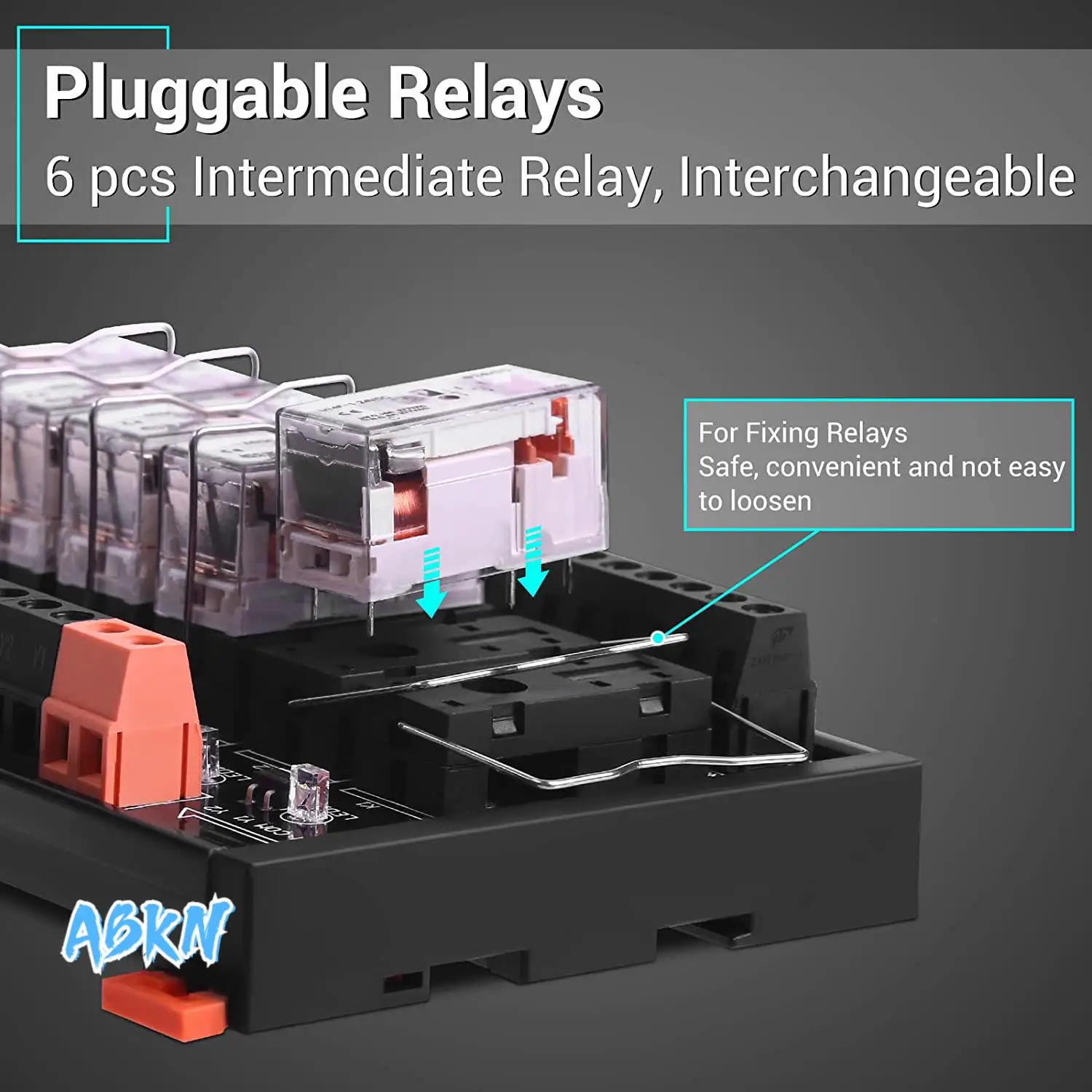 ABKN-DC 24V Relay Module, 6 Channel SPDT Switch Module With Isolated Optocoupler DIN Rail Mount Pluggable Power Relay Module