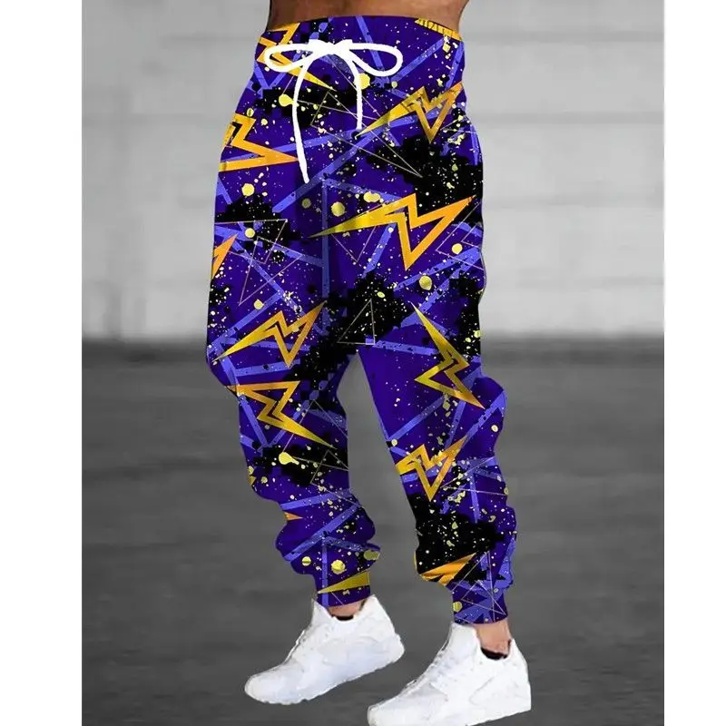Retro Hot Selling Lightning Pattern 3D Printed Pants for Boys, Trendy and Fashionable Casual Pants