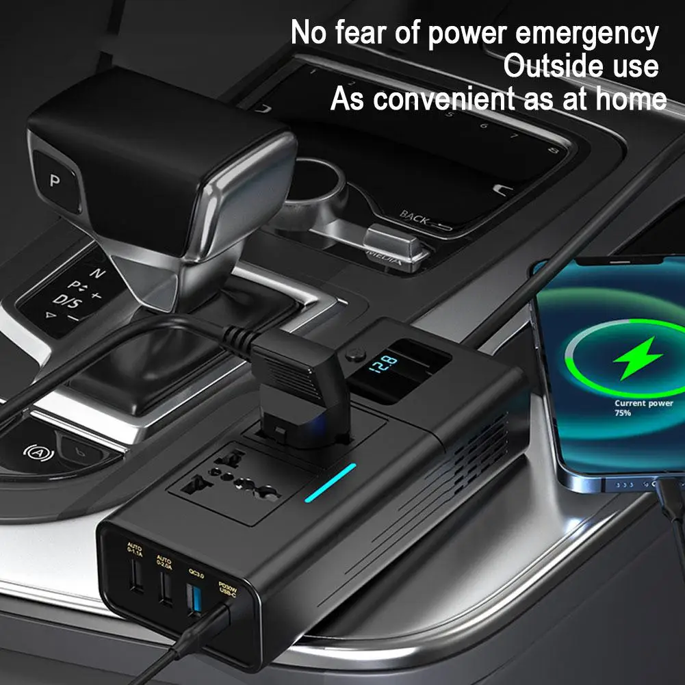 سيارة 220 فولت العاكس 12 إلى 220 الجهد محول طاقة 200 واط ل 12 فولت المركبات ولاعة السجائر محول الطاقة مقبس عالمي T6P1 #4