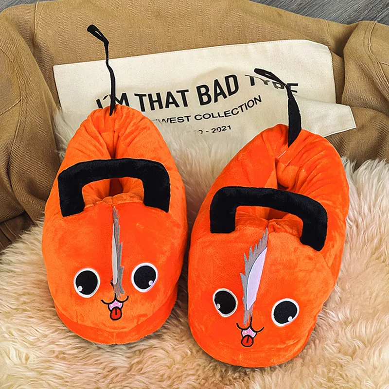 Motosega Uomo Peluche Scarpe di cotone Uomo Donna Nuovo Anime Pochita Pantofole Adulto Inverno Caldo Casa Babouche Regalo di Natale Vendite calde