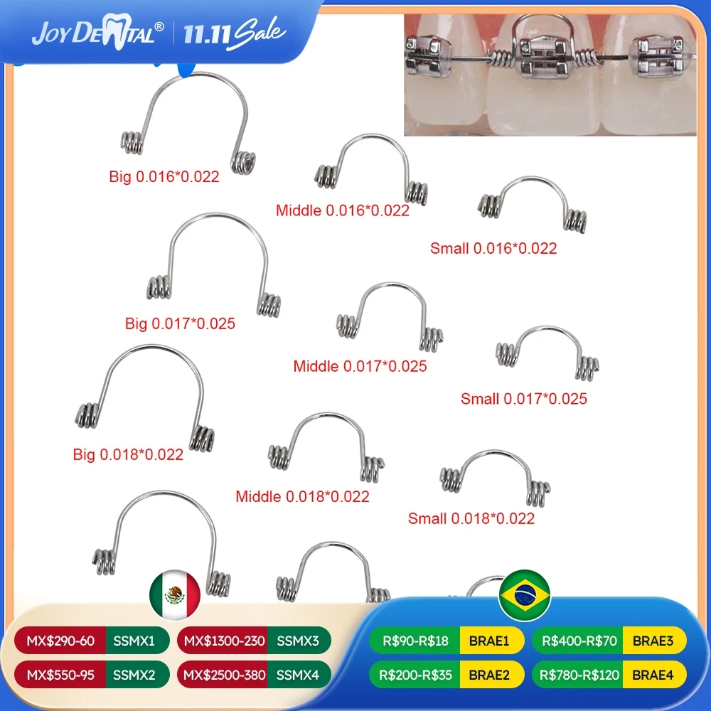 10 Pcs/Bag Dental Orthodontic Anterior Teeth Torque Rectangular Springs Small Middle Big for Arch Wires Rectangular