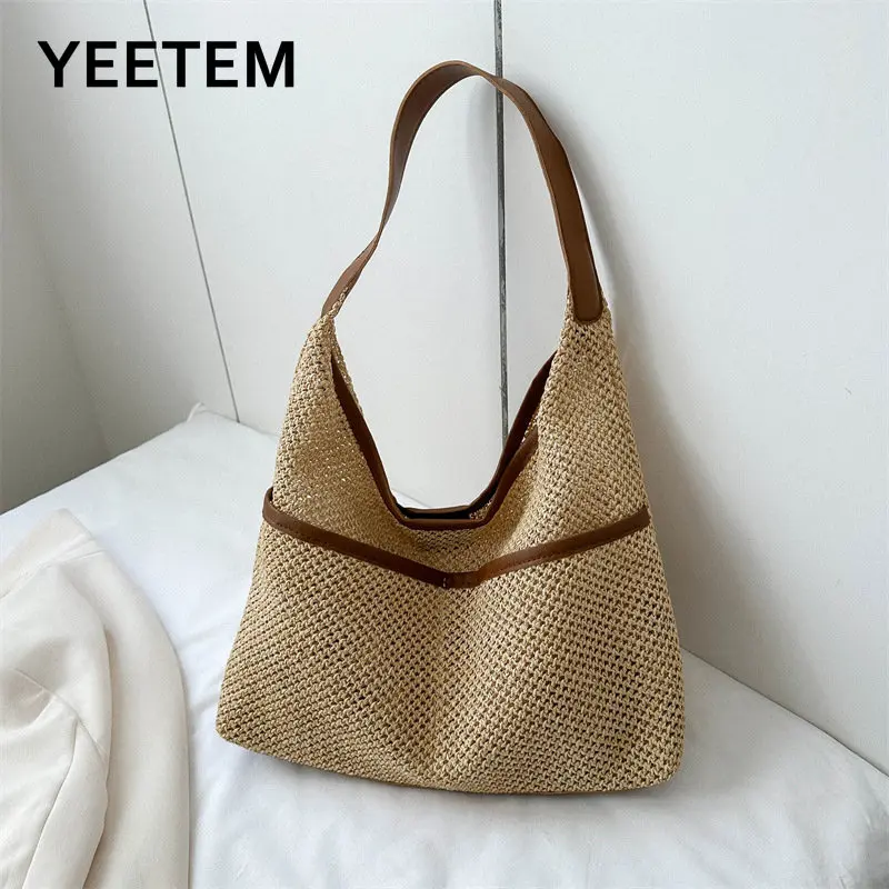 

Bohemian Design Straw Bag Female 2023 New Summer Large-capacity Woven Handbag Joker Commuter Tote Handbags
