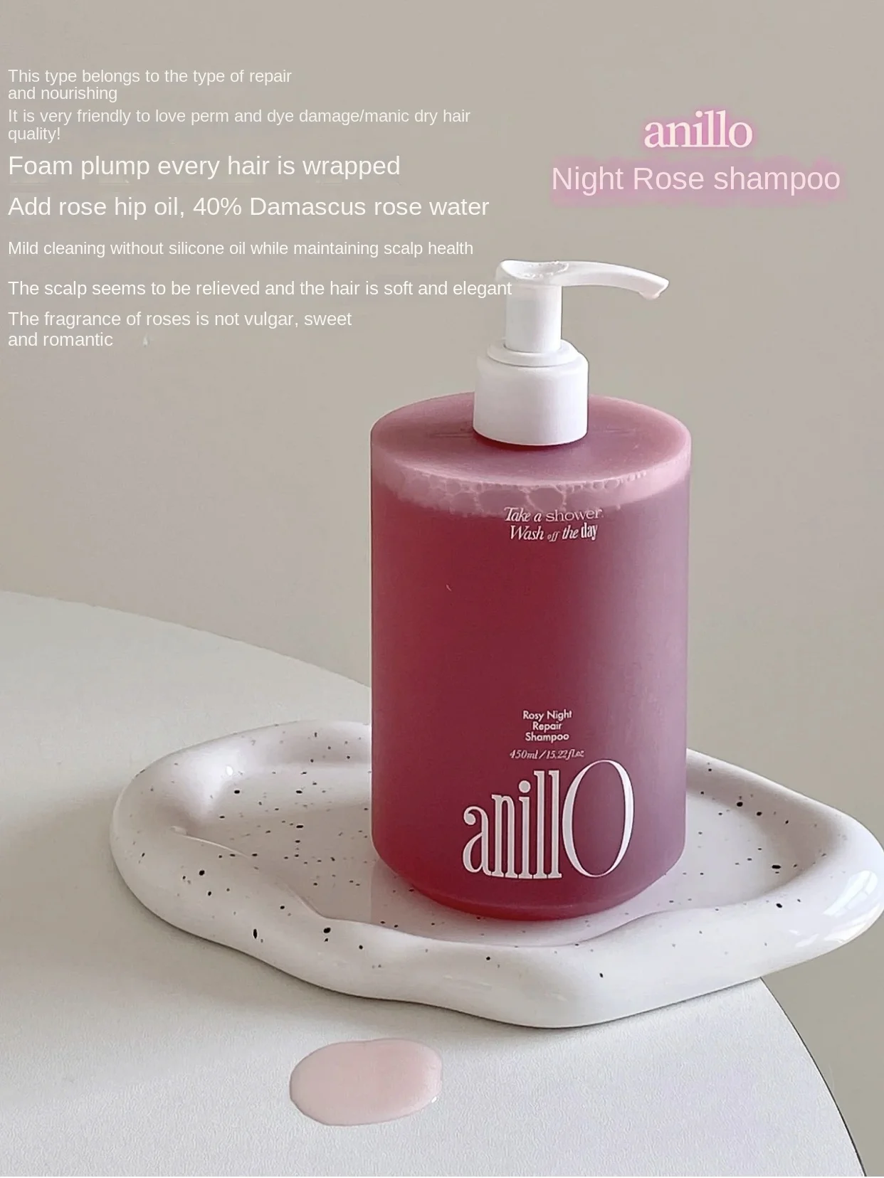 

Deep Nourishing of Dry Hair | Korea ANILLO Rose Shampoo Is Soft, Smooth, Fragrant and Nutritious.