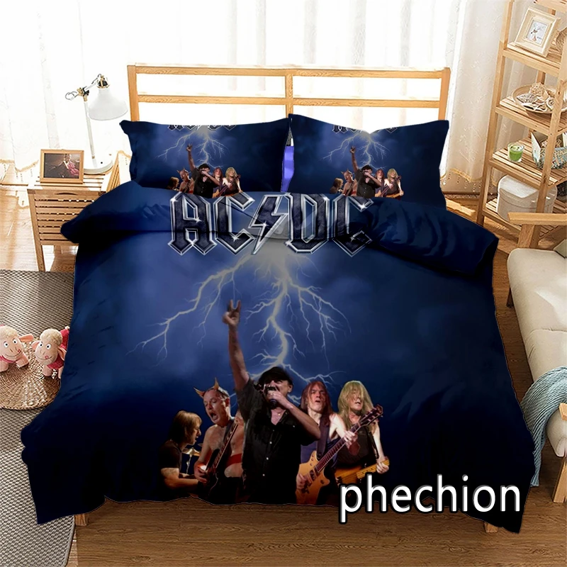 3D Printed AC DC Band Bedding Set Duvet Covers Pillowcases Comforter Bedding Set Bedclothes Textile Home Queen King N11