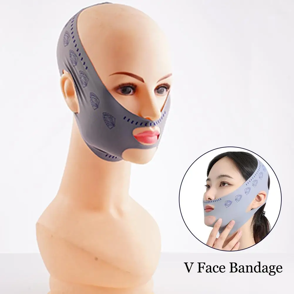 ﻿   Sangle faciale grise réutilisable, masque ligne en V, réducteur de Double menton, Patch mentonnière, ceinture en forme de V, masque facial en forme de V pour l'affaissement