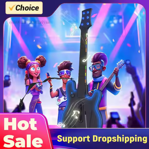 Wireless Guitar Controller 2.4G Wireless Gaming Controller with Strap &amp; Wireless Dongle for PS4 PS3 PC Guitar Hero Clone Hero