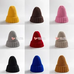 Kids Winter Hats for Baby Boy Girl Solid Color Korean Crochet Bonnet Knitting Hat for Mom Dad Kid Hat Family Matching Outfits