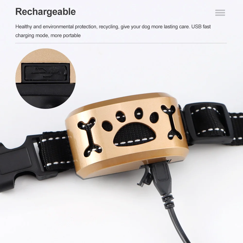 طوق بكلاب مع الكهرباء الكلب مكافحة نباح جهاز التلقائي USB الكلاب طوق تدريب الكلب وقف نباح الاهتزاز قابلة للشحن
