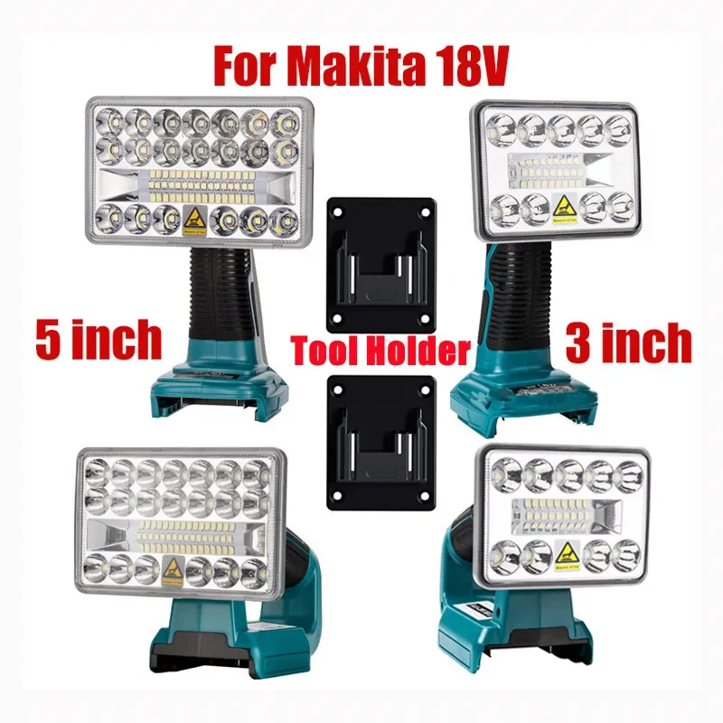 

Newest 18V LED Flashlight Outdoors Spotlight Light for Makita BL1430 BL1830 Lithium Battery USB Outdoor Lighting with USB