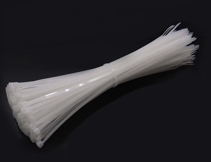 250 peças de braçadeira de cabo de nylon com travamento automático de plástico branco 4x250mm