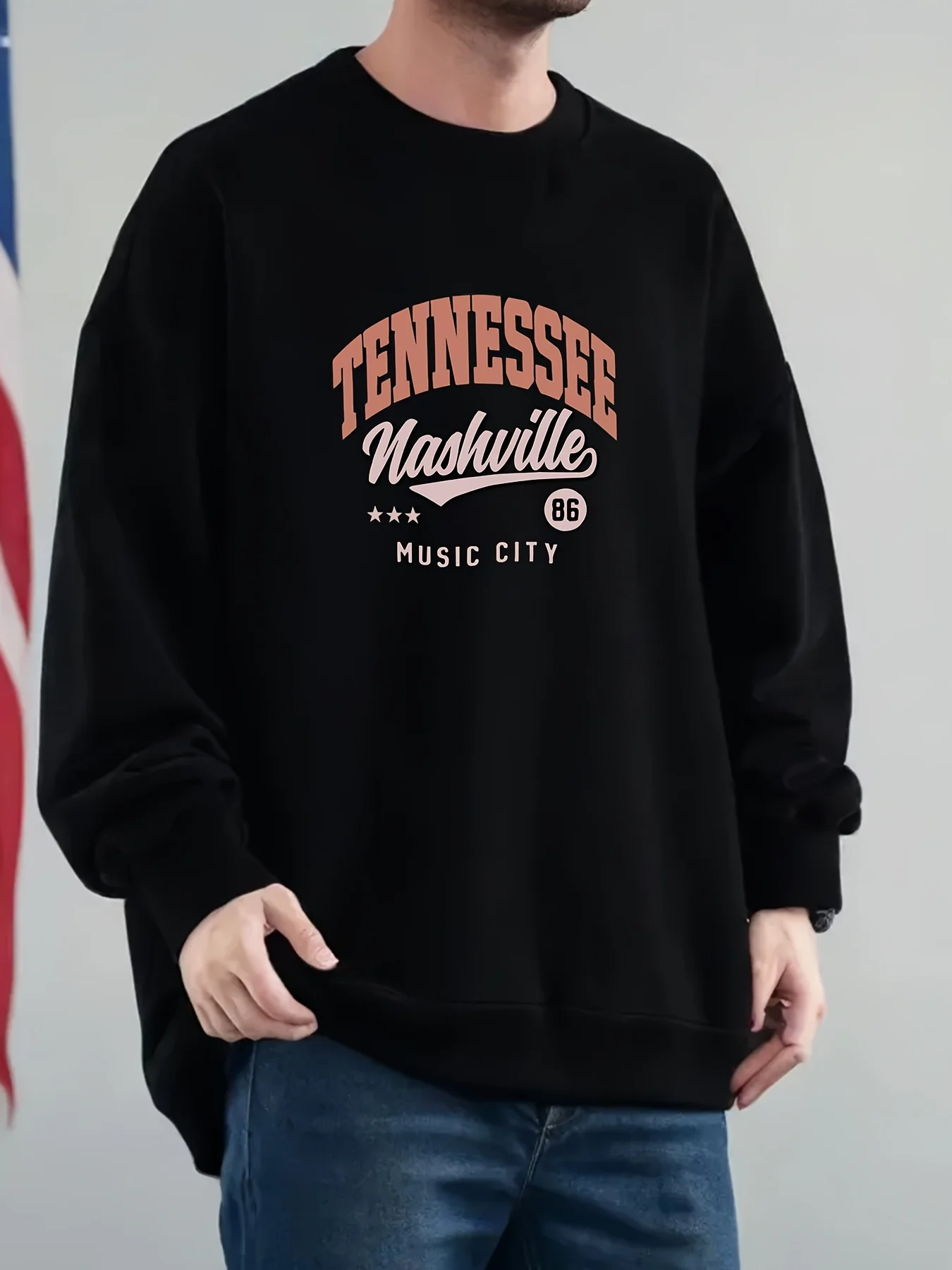 

Мужская толстовка с рисунком Nashville Music City — толстая флисовая толстовка с логотипом TN