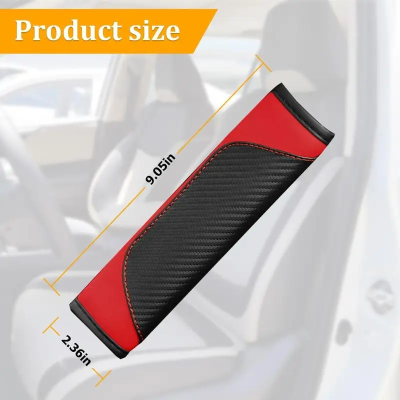 2Carbon fiber leather seatbelt shoulder pad set Red Soft and durable surface with Velcro closure Suitable for bags, cameras, and