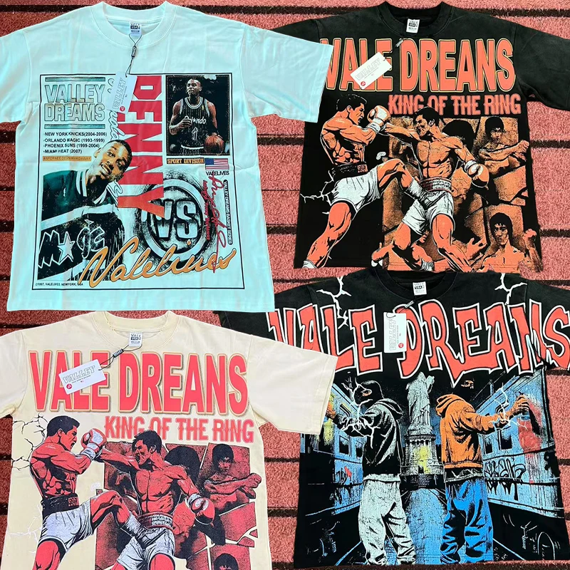 

VALE Dreans Washed Hand Worn T SHIRT Digital Printing Good Quality Fashion T-Shirts Men Summer Style Women Vintage T Shirt Tee