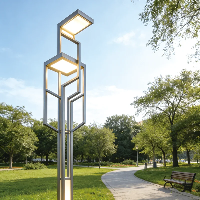 Waterproof Geometric Prism Aluminum Solar LED Outdoor Garden Light with IP65 Rating for Courtyard & Pathway Decoration