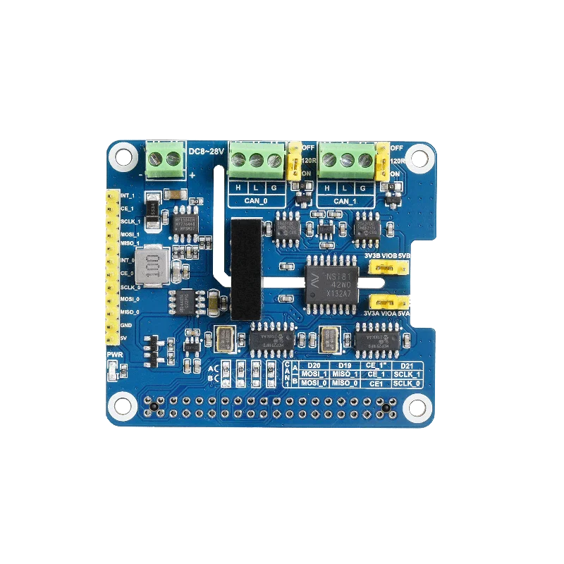 Raspberry Pi 4 CAN FD expansion board dual channel isolated onboard protection circuit SPI interface