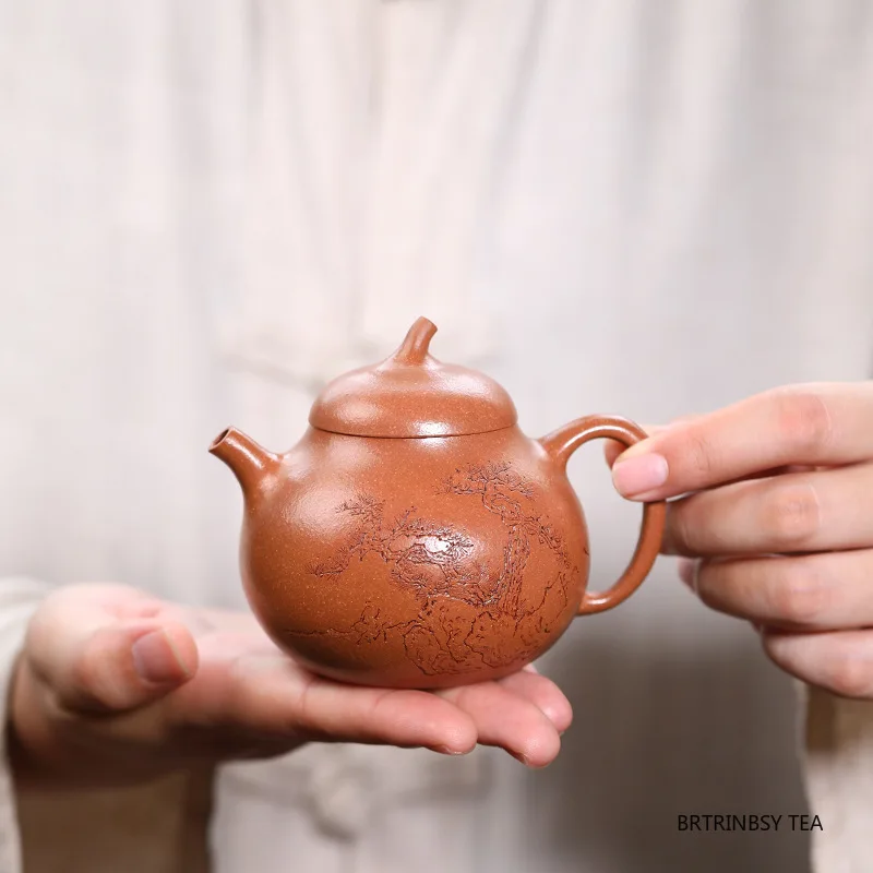 

Yixing Handmade Purple Clay Teapot Hand-carved landscape Tea Pot Beauty Tea Infuser Kettle Chinese Household Zisha Tea Set 180ml