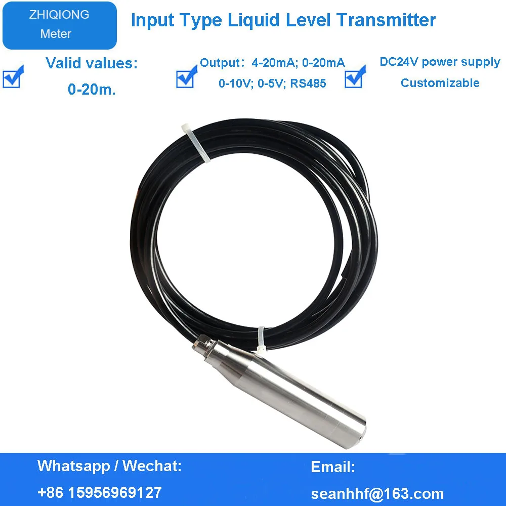 DC24V 4-20mA Throw-In Type Liquid Level Sensor For Detecting 0-5m Range Depth 4-20mA Input Type Liquid Level Sensor