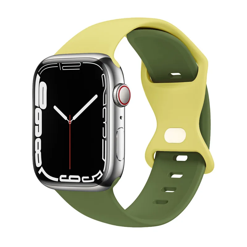 애플 워치 밴드용 소프트 실리콘 스트랩, 스포츠 고무 루프, 버터플라이 버클, 아이워치 49 울트라 5 4 3 2 38/42, 9, 8, 7, 6SE, 41mm, 45mm
