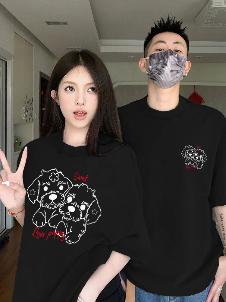 T-Shirts drucken T-Shirt übergroße Baumwolle Hemd Kurzarm T-Shirt Paar Cartoon T-Shirts T-Shirt lässig gedruckt y2k Top