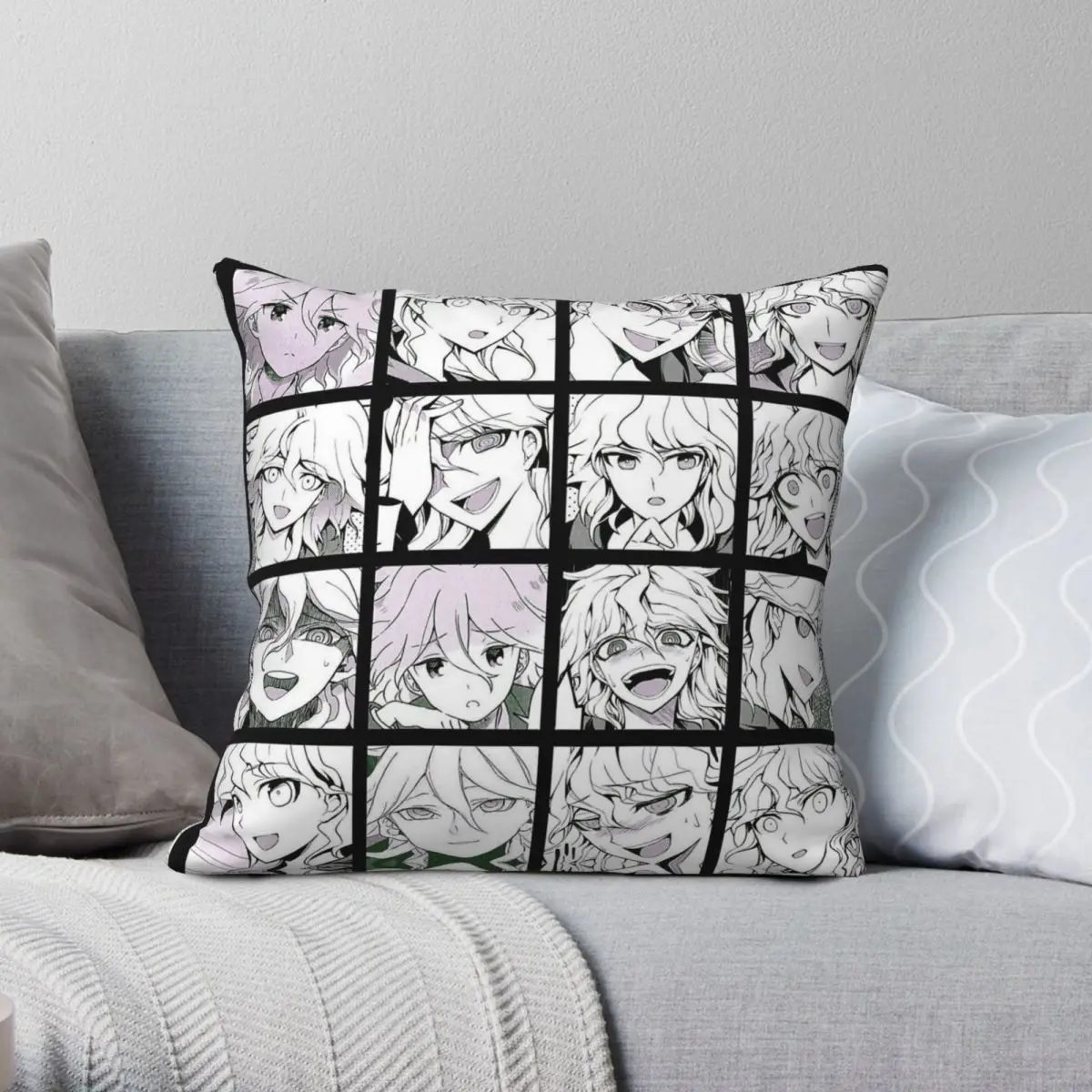 Danganronpa Nagito Komaeda Pillowcase Polyester Linen Velvet Pattern Zip Decorative Throw Pillow Case Bed Cushion Cover 18