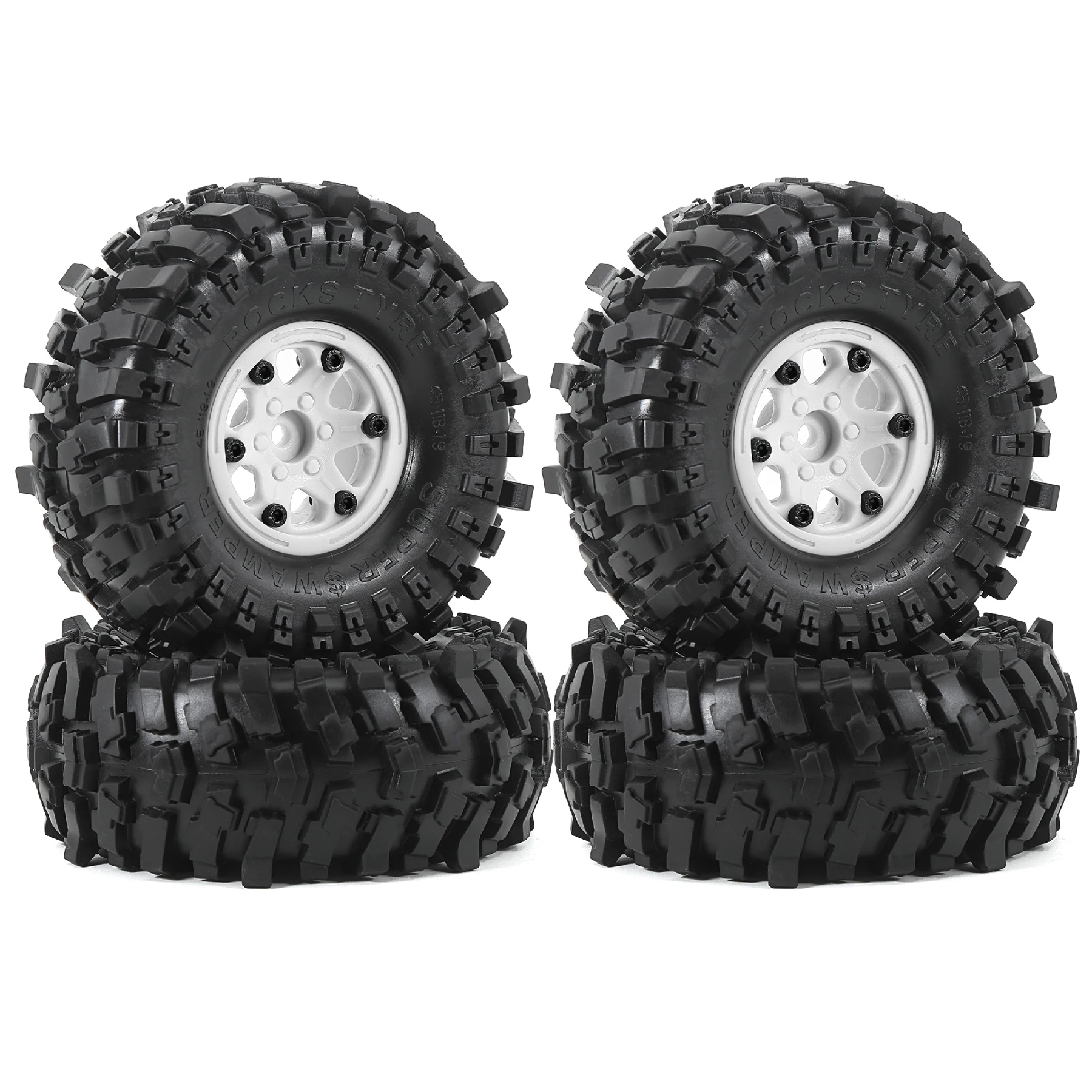 Pneus à boue sur chenilles 1.9 et roues en plastique pour voiture sur chenilles 1:10 Tamiya CC01 Traxxas TRX4 Axial SCX10 II RC4WD Gen8, 4 pièces
