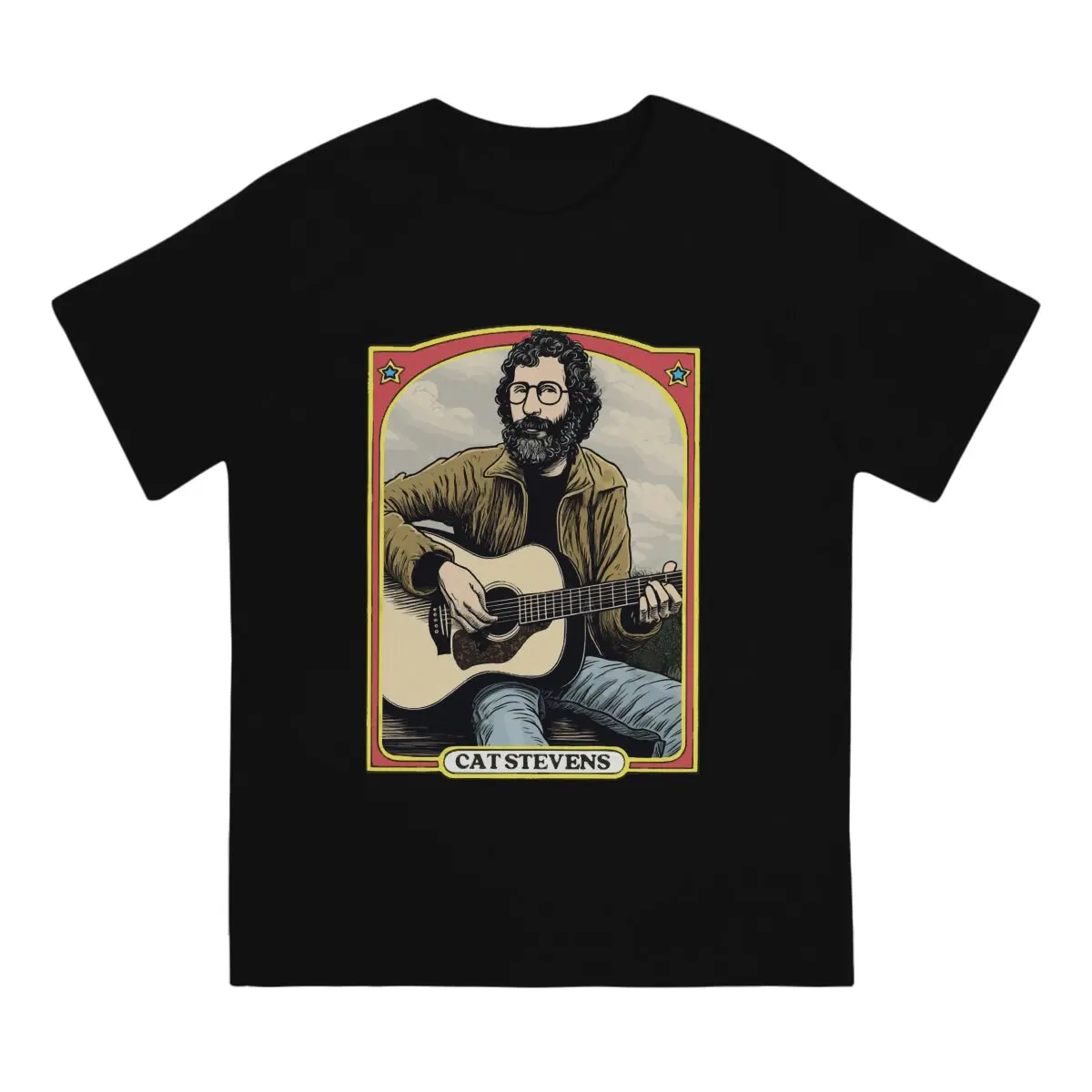 Representative Figures Of British Folk Rock Men TShirt Cat Stevens Tops  Cotton T Shirt Humor High Quality Birthday Gifts