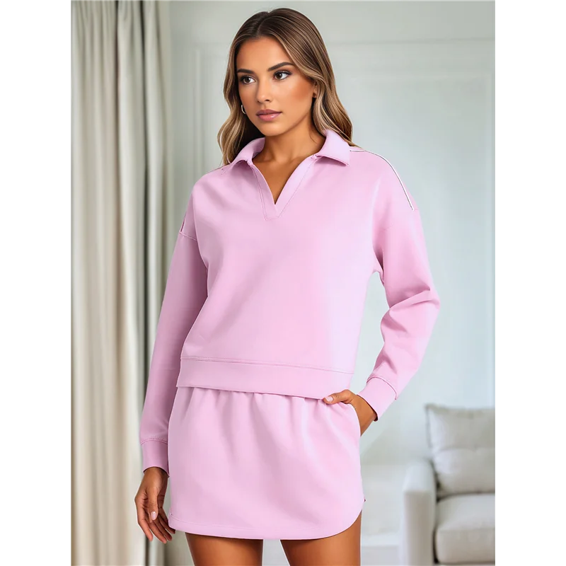 Two Piece Sets For Women Casual Tracksuit Sweatshirt Skorts Matching Set Lounge Tennis Jogger Sweat Suit