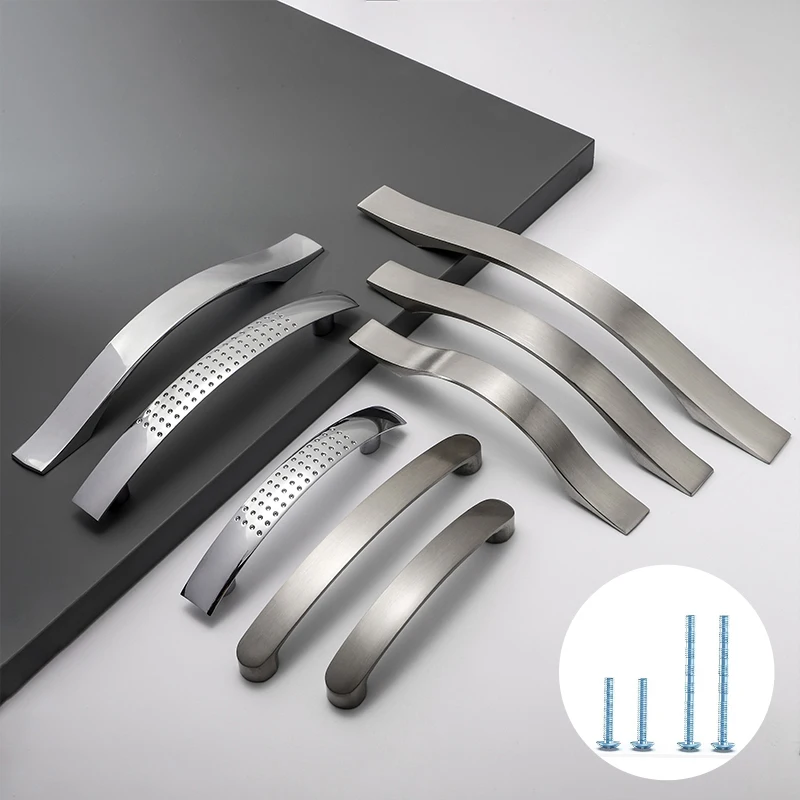 Cabinet Handles Knobs Aluminum Alloy Door Kitchen Knobs Brushed Cabinet Pulls Drawer Modern Furniture Handle Hardware